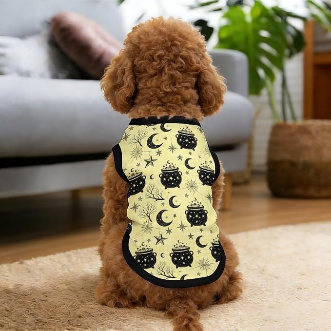 Halloween Pet Vest Spider Web Pet Shirts Medium | moon star Dog Shirt Vest cute pet Sleeveless Vests Ice Silk Dog T-Shirts holiday Dog Clothes Halloween Canine Wear