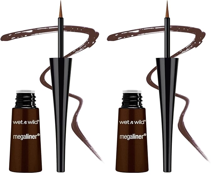wet n wild MegaLiner Liquid Eyeliner - Dark Brown (Pack of 2)