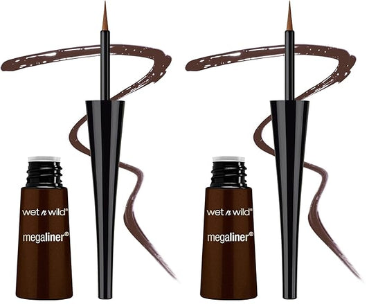 wet n wild MegaLiner Liquid Eyeliner - Dark Brown (Pack of 2)