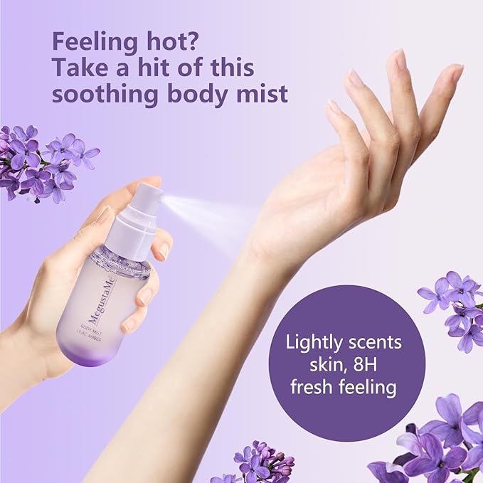 Lilac Amber Body Spray for Women, Long Lasting Floral Woody Fragrance Mist, Paraben & Phthalate Free, Gentle Elegant Daily Perfume, Skin Safe Feminine Body Scent, Travel Size 3.38 fl oz (100ml)