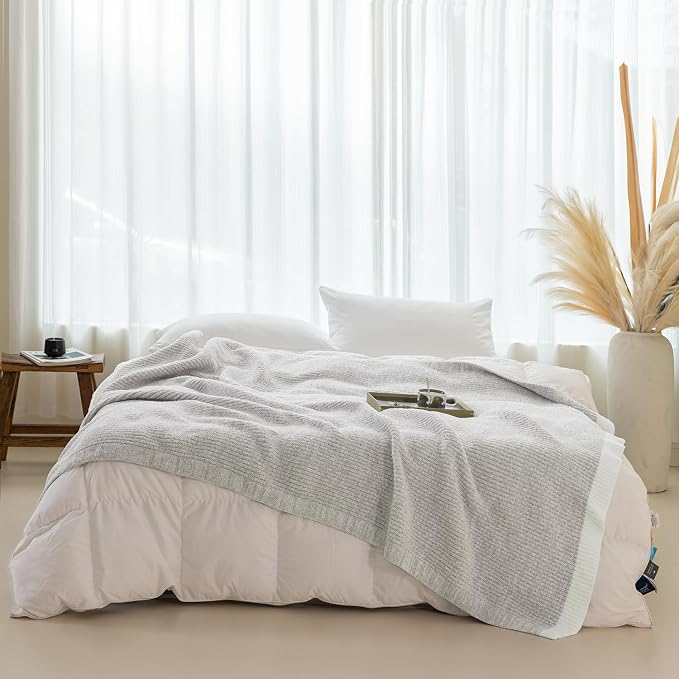 MH MYLUNE HOME Ultra Soft Ribbed Throw Blanket Plush, Gray, 50"x60" | Reversible Fleece Throw Blanket, Comfy Fluffy Fuzzy Plush Blanket Throws for Couch Sofa Bed, Cozy Blankets for Women Gift