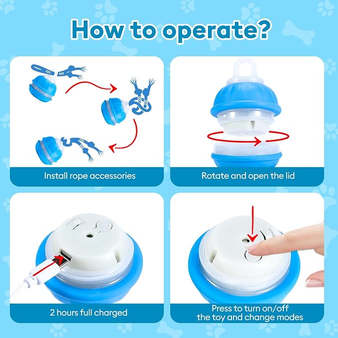 Interactive Dog Toys for Dogs – Automatic Moving Dog Toy Ball, Smart Dog Puzzle Toy for Boredom & Enrichment, Durable Dog Toys for Small Dogs & Aggressive Chewers, Puppy Interactive Toys