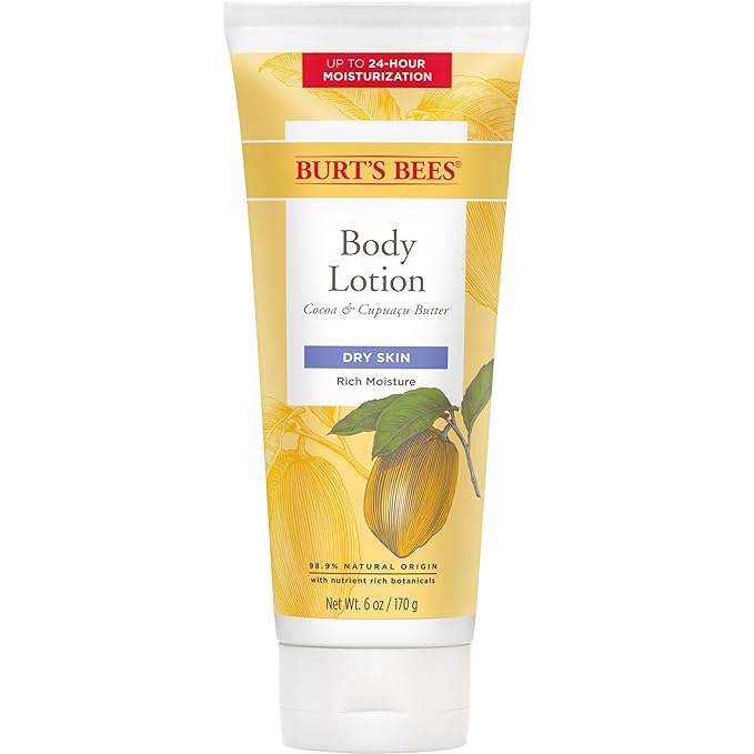 Burt's Bees Butter Body Lotion for Dry Skin with Cocoa & Cupuaçu, 6 Oz,Pack of 3 (Package May Vary)