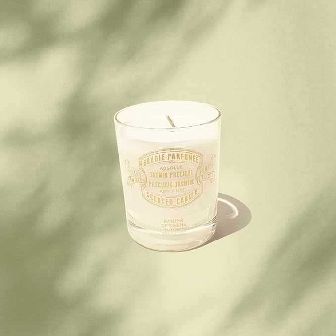 Panier des Sens Jasmine Long-Lasting Scented Candle, 6.3 oz | Hand-Poured In Provence | Up To 55 Hours Burn Time | 100% Natural Cotton Wick | Long-Lasting French Home Fragrance