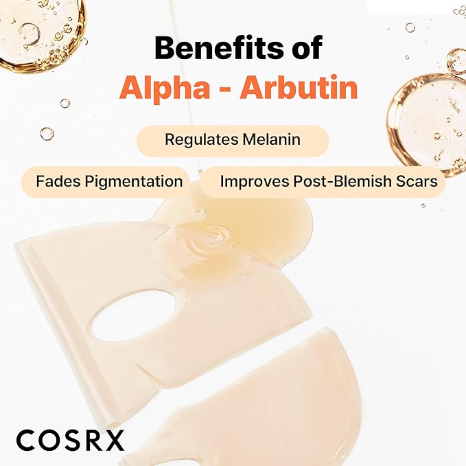 COSRX The Alpha-Arbutin Discoloration Care Hydrogel Face Masks Skincare 1 EA, Collagen Face Mask, Travel Essentials, Overnight Face Mask, Korean SkinCare