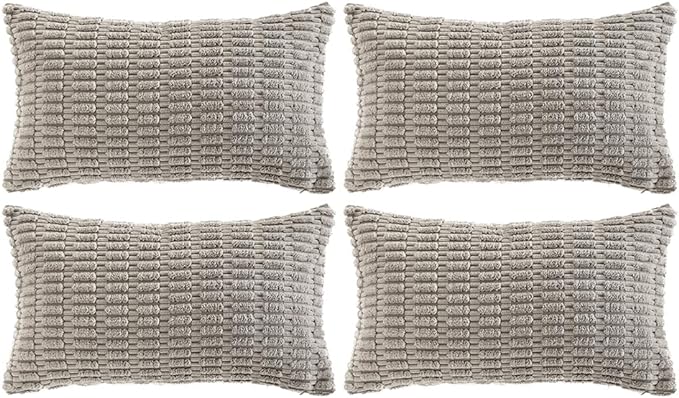 Fancy Homi 4 Packs Decorative Throw Pillow Covers for Living Room Couch Bed, Modern Farmhouse Boho Home Décor Accent Cushion Case, 20" x 12", Gray
