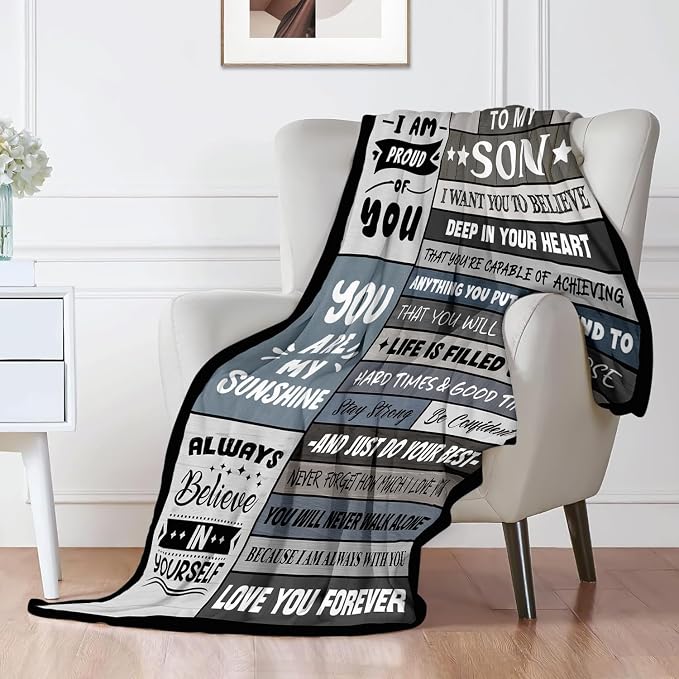 Son Birthday Gifts Ideas from Mom Dad - to My Son Blanket 60"x80" | Soft and Cozy Keepsake Blanket Thoughtful Gift on Christmas Valentines Day Fathers Day Birthday