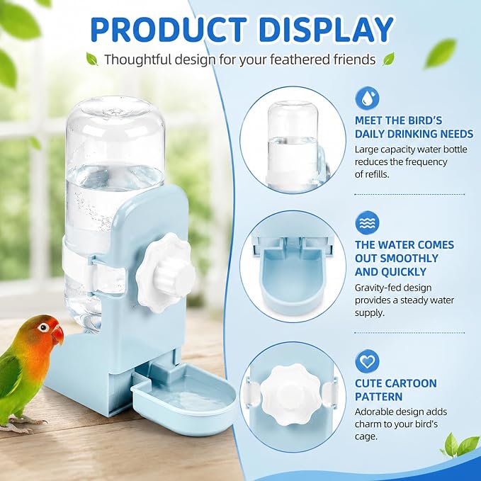 Rypet No-Mess Bird Feeder and Water Dispenser Set for Small Birds | Automatic Bird Feeder, Transparent Acrylic Food Container, Helps Reduce Seed Scatter, for Parakeet Cockatiel Parrot Canary