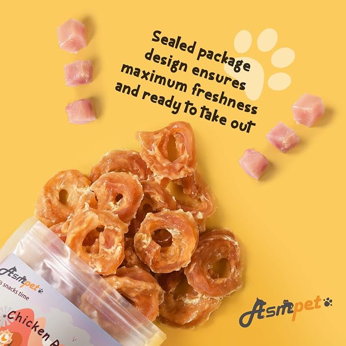 Chicken Jerky Dog Treats, Chicken Rings, Training Treats for Dogs, Natural Dog Jerky Treats