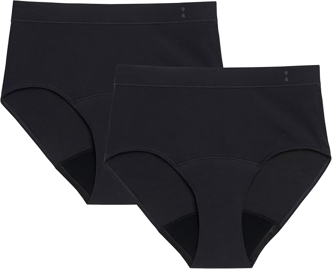Thinx for All Hi-Waist Period Underwear, Holds 12 Tampons*, Leakproof, Odor Control, 2-Pack Reusable