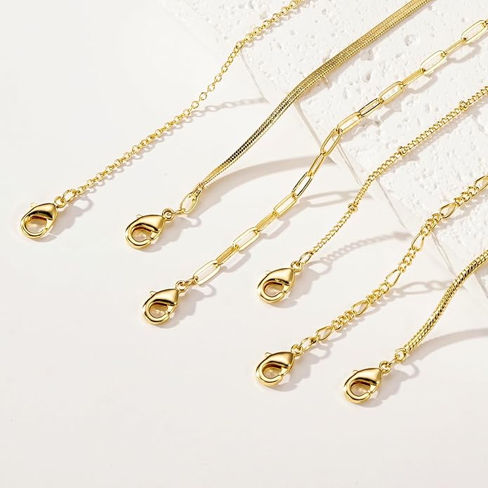 Bracelets for Women, 14K Gold Plated 6PCS Letter A-Z Stackable Jewelry Set for Adjustable 6"+2"