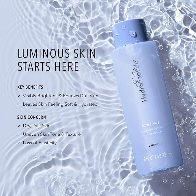 HydroPeptide Glow Revive Exfoliating Peptide Body Wash, 8 Ounce