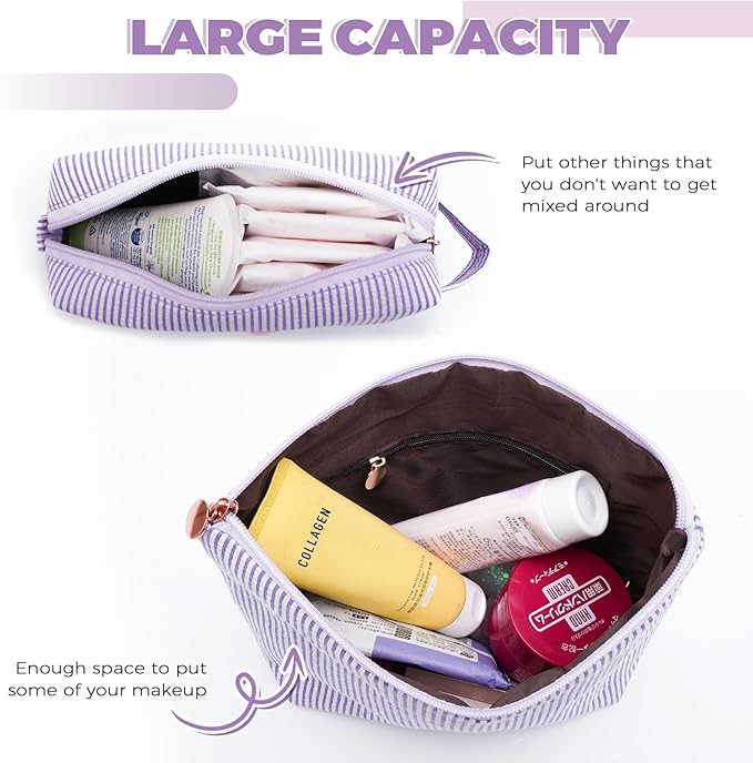 Makeup Bag Set Initials Cosmetic Bag,Birthday Graduation Gifts for 10 11 12 13 14 15 16 17 18 Years Old Girl Girlfriend Teen Girls Gift Trendy Stuff Toiletry Bag Travel - Lavender,A