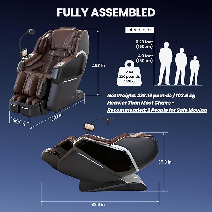 Space Walk & Ankle Stretch 4D Massage Chair Full Body, Unique 2026 Zero Gravity SL-Track Shiatsu Massage Chair Recliner, Electric Calfrest Extension & Foot Rollers, AI Voice Control S002 Black