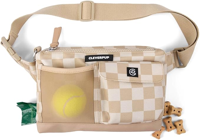 Cleverpup Training Sling & Snackpack Double Insulated Treat Pouch in Checkerboard