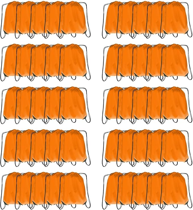 Drawstring Backpack Bulk 50 packs Draw String Backpack Bags DIY Gym Sports trip Traveling Yoga ride Pedestrianism Cinch Bag Sackpack Drawstring (orange)