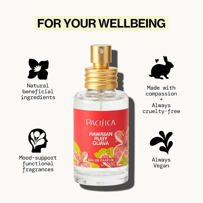 Pacifica Hawaiian Ruby Guava Spray Perfume - Vegan, Cruelty-Free Personal Fragrance with Essential Oils