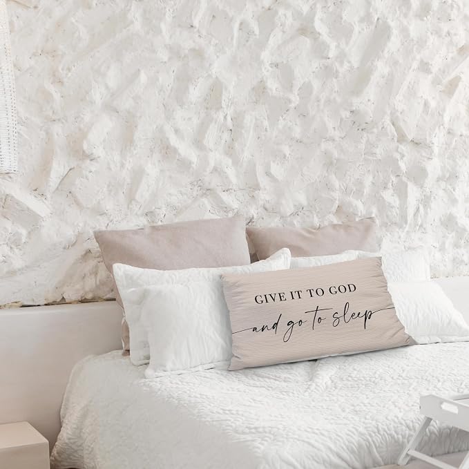 Give It to God and Go to Sleep, Decorative Corduroy Pillows Cover for Bed,Corduroy Pillows Cover for Bed,12x20 Inch Pillow Case,Decorative Corduroy Pillows Cover for Room（Tawny 12" x 20"）