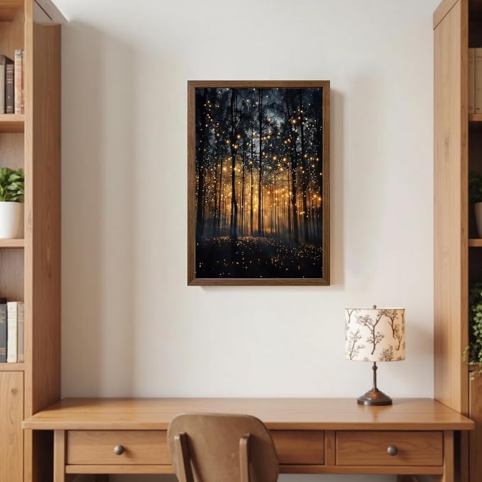JLTULT Enchanted Forest Wall Art, Solid Wood-Framed Canvas, 20x30 Inches | Dark enchanted forest art on fade-resistant canvas with a ready-to-hang solid wood frame for bedrooms and living rooms