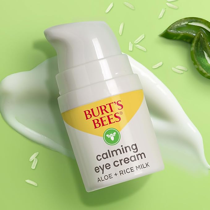 Burt's Bees Calming Eye Cream With Aloe and Rice Milk, Moisturizes Without Causing Redness or Irritation, 98.7 Percent Natural Origin Skin Care, 0.5 oz. Bottle, (Pack of 2)