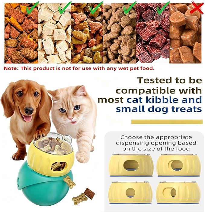 Cat Puzzle Feeder, Interactive Cat Dog Toys,Treat Dispenser(Yellow+Green)