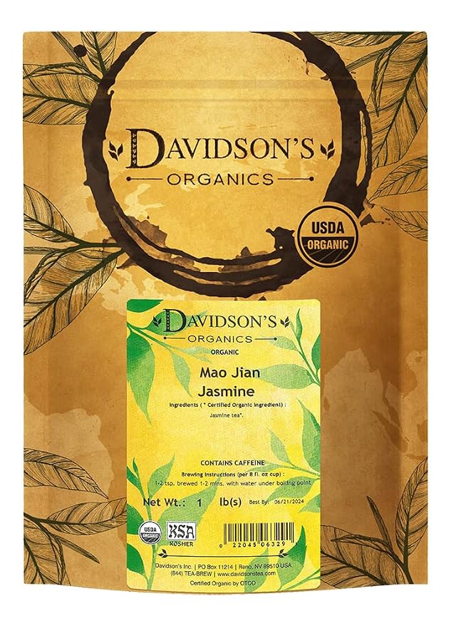 Davidson's Tea Bulk, Organic Mao Jian Jasmine, 16 Ounce