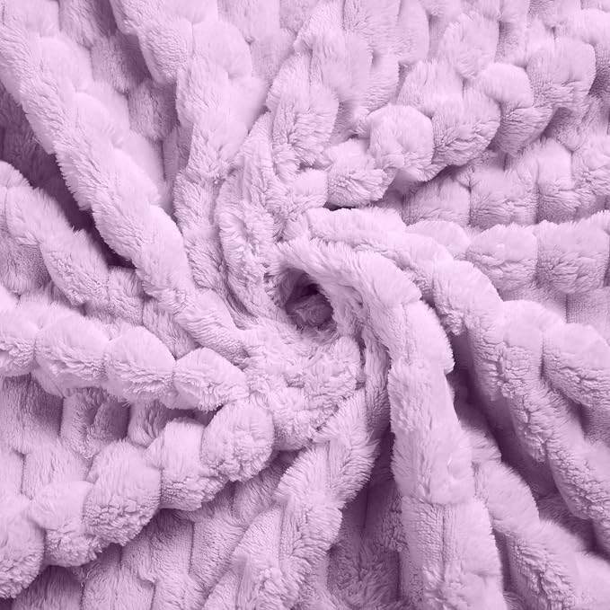 Excervent Hexagon Jacquard Throw Blanket for Bed, 50x70 Inches, Lilac | Decorative Fuzzy Flannel Fleece Throw Blanket for Sofa Bed Couch, Super Soft Cozy, Suitable for All Seasons