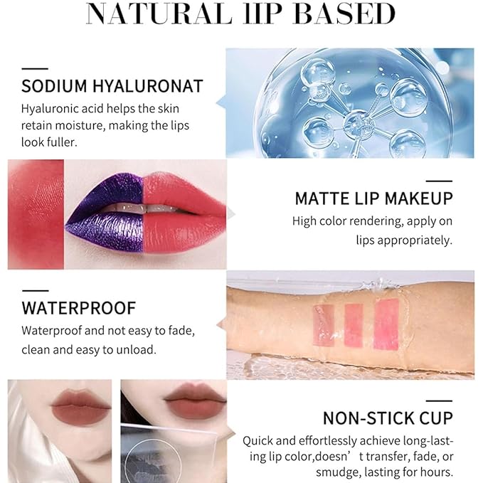 3PCS Peel Off Lip Stain Tattoo Set, Matte Peel Off Removable Lip Liner Set, Highly Pigmented Waterproof Long Lasting Liquid Lipstick Lip Stain Liner