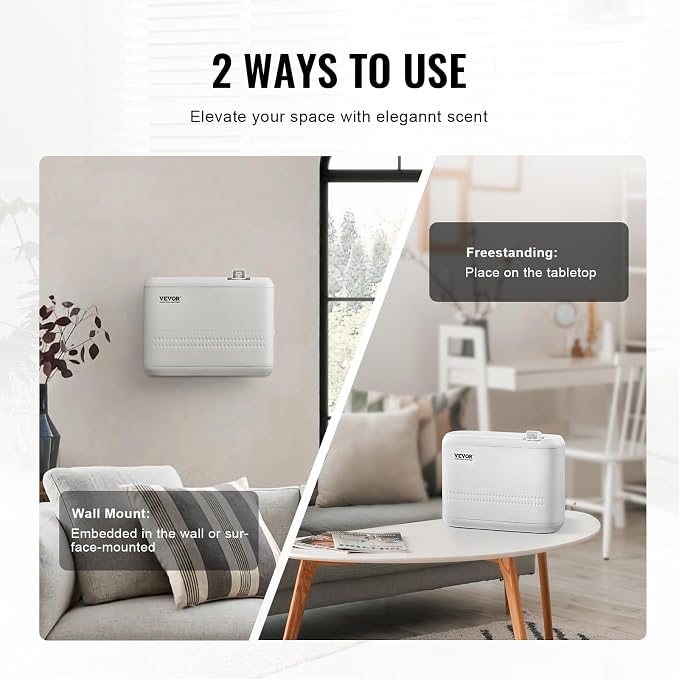 VEVOR Upgrade HVAC Scent Diffuser for Whole House, 850ml Bluetooth Smart Essential Oil Diffuser with Cold Air Tech, Waterless Scent Air Diffuser, Cover Up to 4500 Sq.Ft for Large Room, Hotel, Office