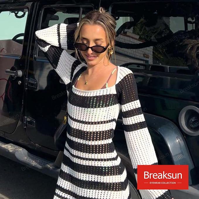 Breaksun Retro Oval Sunglasses for Women Men Fashion Small Oval Sunglasses 90s Vintage Shades