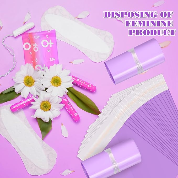 Fulmoon 300pcs Sanitary Napkin Disposal Bag Disposable Sanitary Bag Personal Care Disposal for Tampons Trash Bags period Tampon Bags for Women Privacy Handling Sack Diaper Sack(Purple)