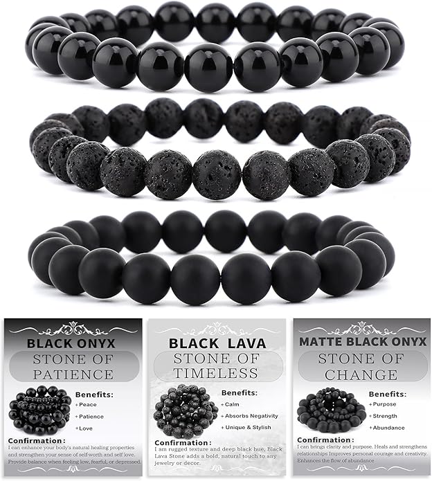 NCB 2.3-Piece 4mm Natural Crystal Gemstone Stretch Bracelets – Handmade Reiki Energy Healing Jewelry for Meditation,Yoga, Unisex