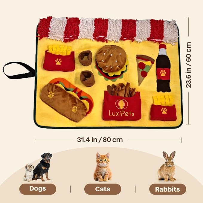 Interactive Dog Snuffle Mat for Slow Feed & Digestion Support - Large 31×24 in, Multicolor Mat with Washable Fleece, Non-Slip Backing - Mental Stimulation & Puzzle Toys for Dogs of All Breeds