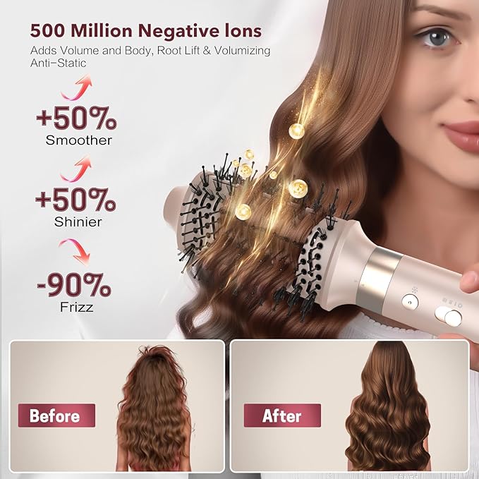 Mythsight Dual Voltage StyleVibe 6-in-1 Air Styler, Hair Dryer & Blow Dryer Brush with Travel Case - Auto Wrap Curls (L/R), Fast Drying, Thermal Brush for Blowouts & Frizz-Free Volume, No Heat Damage