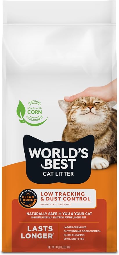 World's Best Cat Litter, Low Tracking & Dust Control, Unscented, 8 lb Bag