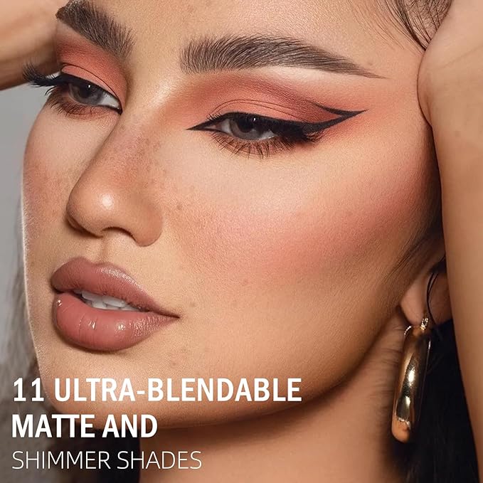 PROFESSIONAL MAKEUP Long Lasting Waterproof Eyeshadow Palette 11 Ultra-pigmented Shimmer & Matte Shades and Naked & Brown Warm Neutral makeup palette with Mirror - Blendable Multi-Purpose
