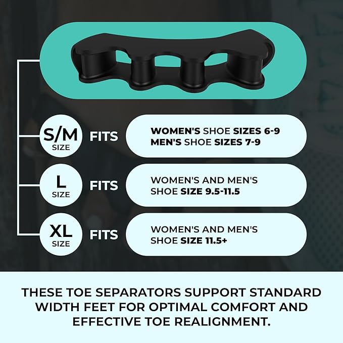 VYCE PrimalStep Toe Separators, Spreaders, Spacers, Straightener to Correct Toes for Men and Women, Bunion Corrector, Plantar Fasciitis and Athletic Mobility, S/M