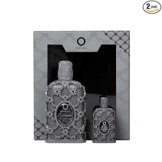 Orientica Nardo Oud 2-Pc Gift Set Extrait de Parfum for Men & Women Fruity, Leather, Amber, Rose, Pineapple, Vetiver, Blackcurrant, Dry Woods - Arabic Perfume 1.0 Fl Oz / 30ml + 0.25 Fl Oz / 7.5ml