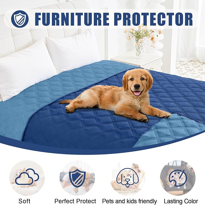 Smiry Waterproof Dog Bed Cover, Reversible Pet Blanket for Sofa Couch | Soft Washable Dog Blanket, Leakproof Couch Cover for Dogs Cats & Furniture Protection, 40x50, Navy/Blue