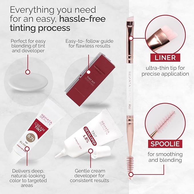 RB RENATA BEAUTY Tint Kit for Spot Coloring – Cream Hair Dye Kit with Developer and Application Brush, Covers Gray Hairs, Smudge-Proof, Long-Lasting Up to 4 Weeks, 20 Applications [Blonde]