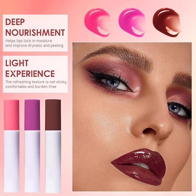 Lips Staining Lip Oil, Lip Stain Oil, Lip Tint Lips Oil Long-Lasting Moisturizing, Lips Oil Stain, Dynamic Finish that Goes on Glossy (Guava)