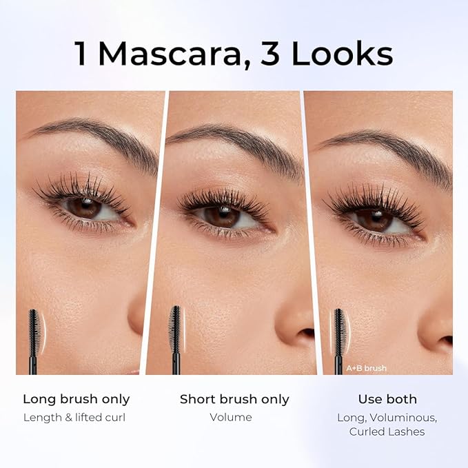 SACE LADY Waterproof Mascara, All-in-Lash Mascara Volume and Length Eyelashes, Smudge-proof and Sweat-proof, Long Lasting Curl, Natrual Black Eye Makeup Valentine‘s Day Gift for Women