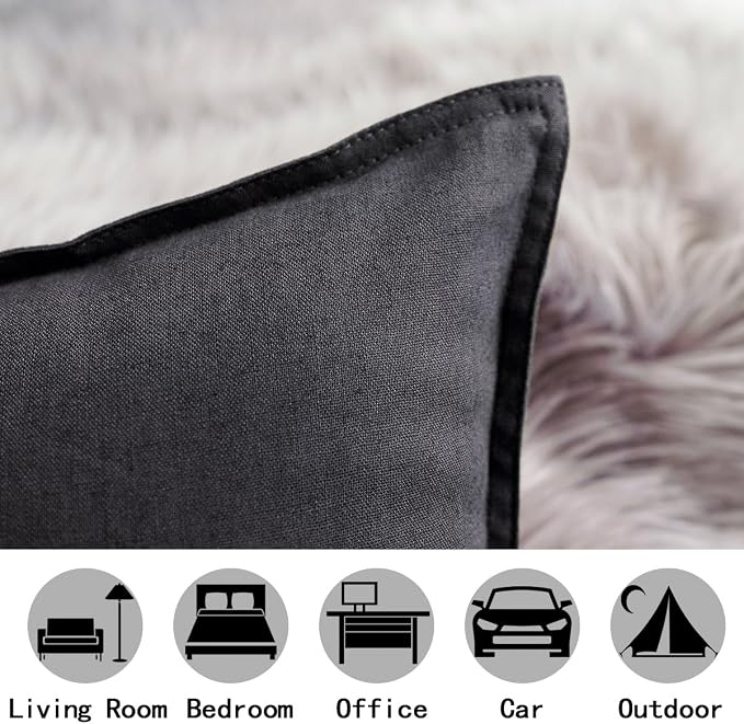 Jeanerlor SureGuard Pillowcase Cousion Cover Decor Cotton Linen with Unique Design to Embellish Study Room/House/Office, 20"x20"(50 x 50cm), Dark Grey