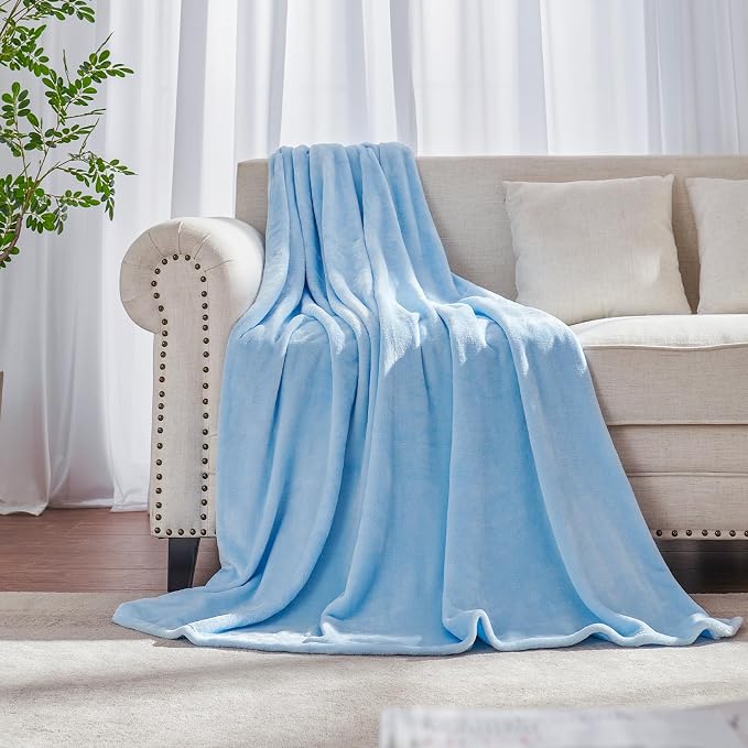 Light Blue Fleece Plush Throw Blanket 90"x90"for Couch Fuzzy Cozy Flannel | Super Soft Lightweight Microfiber Blanket for Sofa Bed bedroom Home Decor All Season,Birthday Gifts for Women Mom Adult
