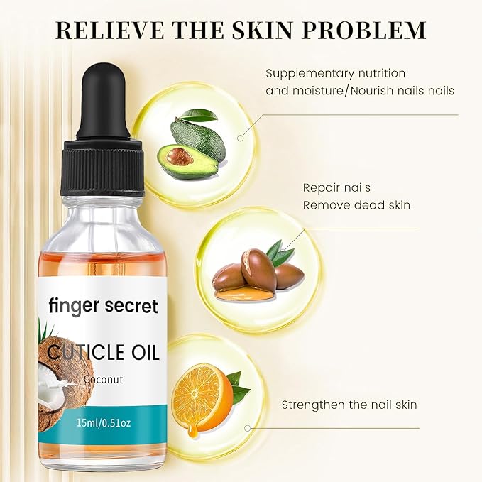 Cuticle Oil,15ml Cuticle Oil Coconut Aroma,Nail CutiCle Oils for Moisturizes&Strength Nail,Professional Manicure & Pedicure Accessory