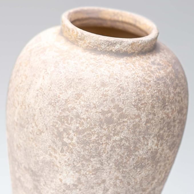 Ceramic Flower Vase Home Decor - 9.2 inch Large Farmhouse Table Vases, Rustic Decorative Vases for Kitchen Living Room Coffee Dining Shelf Mantel Decoration