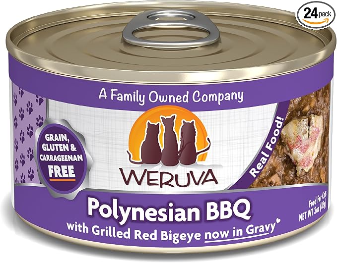 Weruva Classic Cat Food, Polynesian BBQ with Grilled Red Bigeye in Gravy, 3oz Can (Pack of 24)