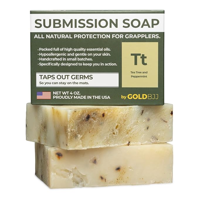 Premium Tea Tree Oil Soap - USA Made Bar Soap for BJJ, Jiu Jitsu, Wrestling, and Grappling (2-Pack of 4 Ounce Soap Bars, Peppermint Tea Tree)