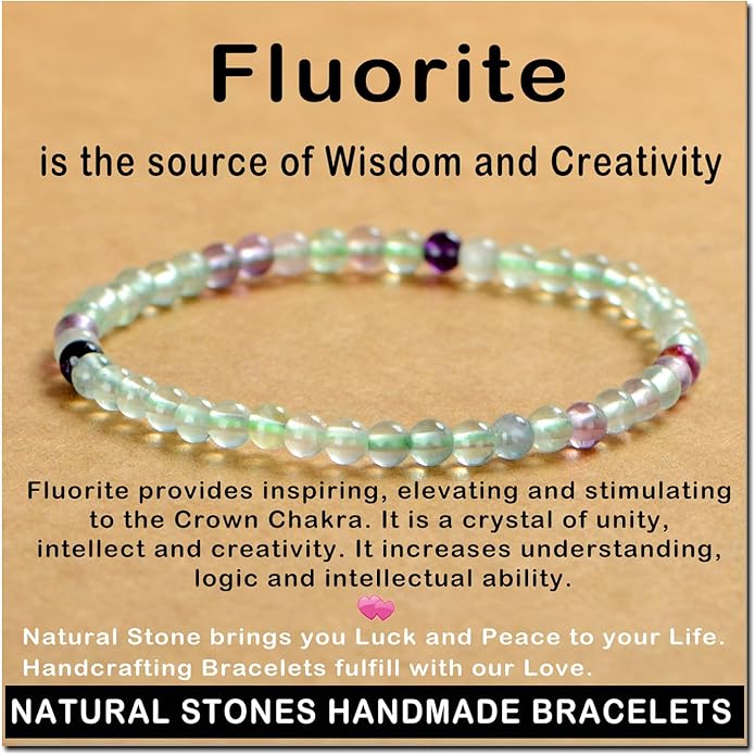 AD Beads Handmade Gemstone Stretch Elastic Bracelet Crystal Healing Reiki Nature's Beauty and Spiritual Essence Unisex