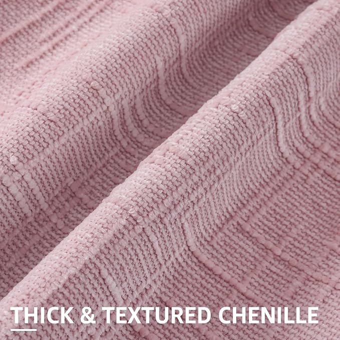 decorUhome Textured Chenille Throw Pillow Covers 22x22 Set of 2 Blush Pink | Fall Modern Farmhouse Soft Cozy Slubby Couch Pillow Cases Boho Decorative Pillow Cases for Bed Sofa Living Room Home Decor